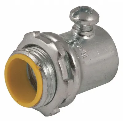 RACO Set Screw Conduit Connector: Steel, 1 in Trade Size, 1 23/32 in Overall Lg - Set Screw Conduit Connectors