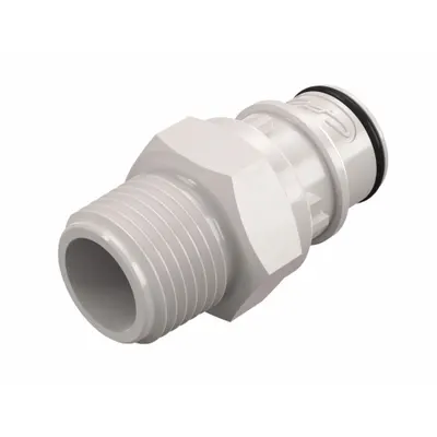 CPC Quick Connection Coupling: Straight, 1/2 in Pipe Size, Quick-Disconnect Coupler x NPT - Polysulfone Quick-Disconnect Tube Fittings