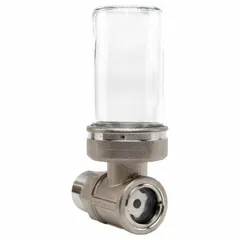 Vented constant-level oiler with aluminum body and 4 oz glass reservoir. Maintains a preset oil level in bearing housings and machinery sumps, automatically replenishing lubricant as needed. Single unit with 3/4" NPT mounting thread.