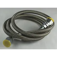 This 3 ft evacuation and charging hose features a 90° angle fitting for improved access in confined spaces. The silver finish provides corrosion resistance. It is used in HVAC and refrigeration systems for connecting gauges and manifolds during refrigerant recovery, evacuation, and charging