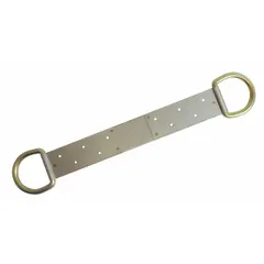 Permanent-installation anchor for wood, inclined roofs. Nail-in mounting with fixed peak base attachment. 18-inch length with pivot D-ring. Used in fall-arrest systems to secure lanyards or lifelines on residential or commercial wood roofs.