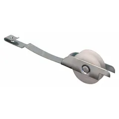 This tension spring roller is a screen door hardware component used to maintain tension on the spring mechanism for smooth operation and proper closure. It has an overall height of 7 23/64 inches, a gray unfinished finish, and is supplied as a single piece.