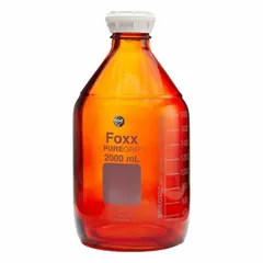 Safety Coated Wide Mouth Round Glass Lab Bottles, 2 L, GL45, Amber, Set of 4