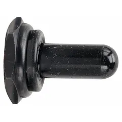 Black protective boot designed for GAV series toggle switches. Provides a seal around the switch actuator to shield against dust, moisture, and contaminants. Suitable for use in industrial control panels and machinery where switch protection is required.