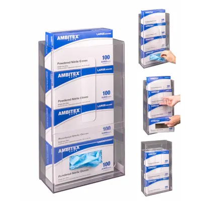 POLTEX Glove Box Holder: 4 in Overall Wd, 18 in Overall Ht, 10 1/4 in Overall Lg - Lab Storage Bins