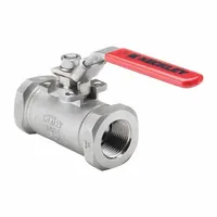 KECKLEY Manual Two-Way Ball Valve: 1/4 in, 316 Stainless Steel, Straight, FNPT x FNPT, One-Piece (MPN BVS3THFSSAGSL-025)
