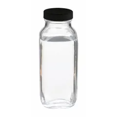 Rectangular glass lab bottle with 500 mL capacity and colorless clear body. Features a 48-400 mm screw closure size; not graduated and supplied without closure. Suitable for general laboratory storage, mixing, and sampling of liquids and powders.