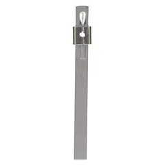 These 304 stainless steel cable ties are designed for securing heavy cable bundles in harsh environments where plastic ties are not suitable. The stainless steel barb locking mechanism provides a secure hold. Each tie has a nominal length of 16 inches, a maximum bundle diameter of 4 inches, and a width of 0.18 inches. Sold in a pack of 10.