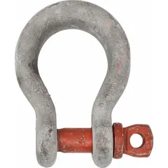 Wide-body anchor shackle for lifting applications. Working load limit of 14,000 lb. Width between eyes of 1-1/4 in. Used in rigging, hoisting, and heavy load securement.