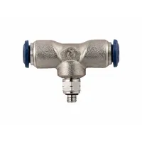 AIGNEP USA Push-Fit Tee Fitting: 5/32 in OD x 5/32 in OD x 5/16 in Pipe Size, Brass, Silver (MPN 88215-53-32)
