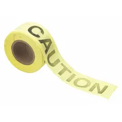 General Caution Messaging Barrier Tape, 3 in x 200 ft, Yellow with Black Caution Legend, Cotton