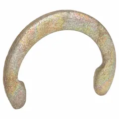 External crescent retaining ring for axial retention on shafts. Made of steel, 0.025 in thick. Inch-series standard type. Supplied in a pack of 100. Used to secure components such as bearings or gears in machined grooves.