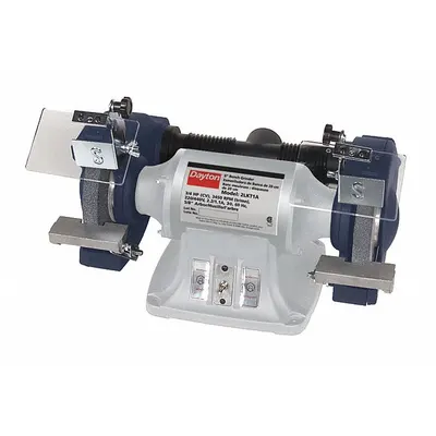 Dayton Bench Grinder: Fixed Speed, 3/4 hp, 8 in Max Wheel Dia, 3,450 RPM - Fixed-Speed Bench Grinders with Dust Exhaust Port