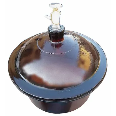 OEM Desiccator: Vacuum, Round, Glass/Porcelain, 14 3/8 in Overall Dia, 16 1/2 in Overall Ht - Vacuum Desiccators