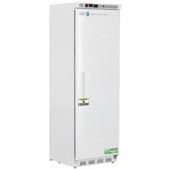 This upright freezer provides 14 cubic feet of storage capacity with a temperature range of -25°C to -15°C. It features manual defrost and a right-hinged door, suitable for general laboratory cold storage of samples and reagents.