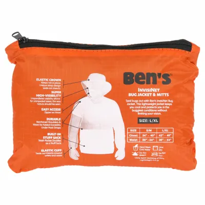 BEN'S Outdoor Head Net, Orange Nylon Mesh, Fits Over Head, No Strap (0006-7221) - Outdoor Insect Net Jackets