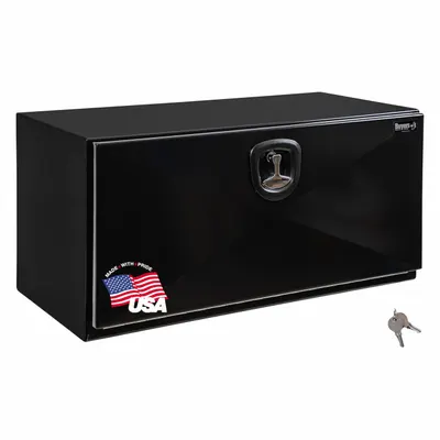 BUYERS PRODUCTS Single Drop-Down Door Box, Black, 24 in Depth, Keyed Lock - Single Drop-Down Door Boxes