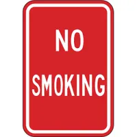 No Smoking Sign: Aluminum, Mounting Holes Sign Mounting, 18 in x 12 in Nominal Sign Size (MPN SM-023-12HA)