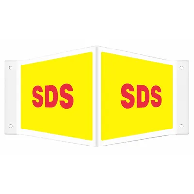 CONDOR Safety Sign: PETG, Mounting Holes Sign Mounting, 8 in x 18 in Nominal Sign Size - V-Shape Projection SDS Signs