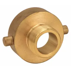 This brass rigid adapter connects fire hoses with NH threads to standpipes or hydrants with NPSH threads. Straight configuration with NH connection. Compatible pipe size 1-1/2 in x 1 in. Used in fire protection systems for reliable thread transition.