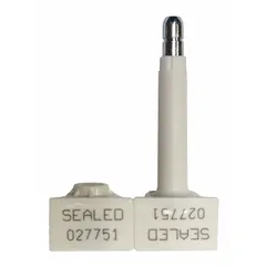 Steel bolt seal with sequential numbering for tamper-evident security. Bolt diameter 1/2 in, bolt length 1-1/4 in, bolt clearance 1-1/4 in. Supplied in a 200-pack. Used for sealing cargo containers, truck doors, and industrial enclosures.
