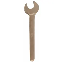 This nonsparking wrench is made from aluminum bronze with a natural finish. It has a single open end with a 33 mm head size and an overall length of 285 mm. Suitable for use in environments where sparking must be avoided.