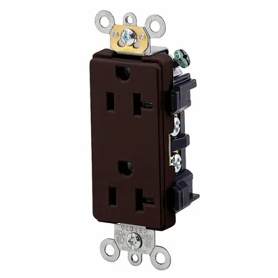 LEVITON Receptacle: Decorator Duplex, 5-20, Brown, 125V AC, 20 A, 2 Pole / 3 Wire (MPN 16352) - General Purpose Receptacles