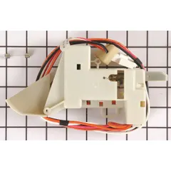 This lid switch assembly detects when the washer or dryer lid is closed, enabling safe operation. It is a genuine OEM replacement part for Whirlpool washing machines and dryers.