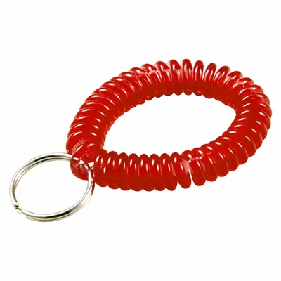 LUCKY LINE PRODUCTS Wrist Coil: 7/8 in Key Ring Dia, Polyurethane, Red, 2 in Overall Wd, 2 in Overall Ht - Key Wrist Straps