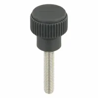 Hand Knob: Knurled, Plastic w/ SS Thread, M6 Thread, 30 mm Thread Lg, 21 mm Dia, Gray (MPN K0247.0106X30)