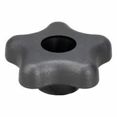 This Snap-Lock 5-Arm Knob features a 2.27 in diameter plastic body with an M8 thread and 1 in thread length. Designed for manual adjustment, clamping, and positioning in industrial machinery, jigs, and fixtures.