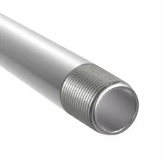 Heavy-wall rigid metal conduit (RMC) for electrical wiring protection. Made of 316 stainless steel with polished finish, 3 in trade size, 10 ft length, male NPT threads. Complies with full NEC requirements.