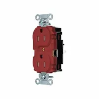 HUBBELL Receptacle: Duplex, 5-15, Red, 125V AC, 15 A, 2 Pole / 3 Wire (MPN 5262STRTR)