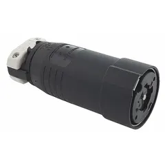 HUBBELL Locking Connector: Non-NEMA, Black/White, 250V DC/600V AC, 20 A_30 A Current Rating, 4 Poles (MPN HBL25414B). Key specifications — Brand: HUBBELL.
