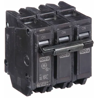 GE Miniature Circuit Breaker: THQL, 100 A, 120/240V AC, Three Phase, 10kA at 120/240V AC - THQP, THQL & THHQL Series, Plug-In GE Miniature Circuit Breakers