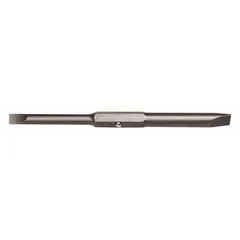Double-ended driver bit with a 3/16" slotted tip on one side and a hex shank for secure hand driving. Constructed from steel, this 2-pack is suited for manual fastening of slotted screws in electrical, maintenance, and assembly applications.