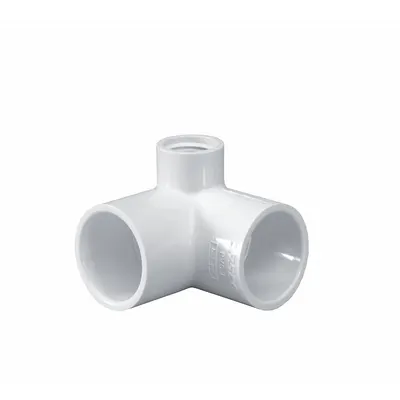 LASCO Pipe Elbow: Schedule 40, PVC, 3/4 in x 3/4 in x 1/2 in Size, Socket x Socket x Socket - Schedule 40 Pipe Fittings