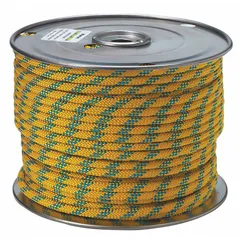 Static kernmantle rope with a 5/16 in diameter, constructed from aramid fibers in blue. Rated with a working load limit of 540 lb. Suitable for rigging, climbing, and other applications requiring low stretch and high strength.