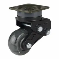 Swivel caster with polyurethane wheel, 50 mm diameter, 23 mm width, and 87 mm mounting height. Designed for shock absorption on automated guided vehicles (AGVs) and autonomous mobile robots (AMRs) to reduce vibration and protect payloads