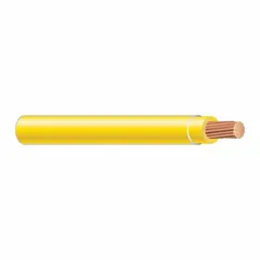 Single-conductor stranded copper building wire, 4 AWG, with yellow THHN/THWN-2 insulation rated 600 V. Suitable for general power and lighting circuits in conduit, raceway, or cable tray installations. Length: 1000 ft.