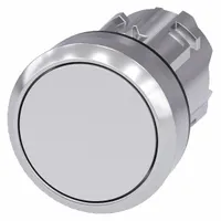 SIEMENS Flush Push Button: 22 mm Mounting Size, Metallic, Momentary (MPN 3SU1050-0AB60-0AA0)