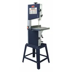 Vertical manual combination band saw with 7 in x 12 in capacity. Operates on single-phase power with blade speeds of 80, 180, 1,360, and 3,000 SFPM. Suitable for cutting metal, wood, and plastics in maintenance, fabrication, and machine shop applications requiring manual control.