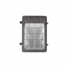 Replacement part for wall pack lighting fixtures. Used in commercial and industrial facilities to restore or upgrade outdoor area lighting for building perimeters, loading docks, and parking areas.