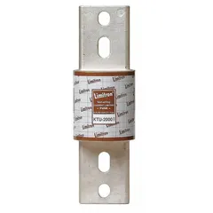 Class L fast-acting bolt-on fuse rated 2 kA, 600 V AC, 340 V DC. Features a bolt-on body design for secure installation in fuse holders. Used for overcurrent protection in industrial power distribution equipment, switchgear, and motor control centers.