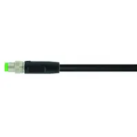 Cordset: M8 Male Straight X Bare Wire, 4 Pins, Black, PVC, 15 m Cable Lg, 24 AWG Wire Size (MPN 7000-08011-6111500)