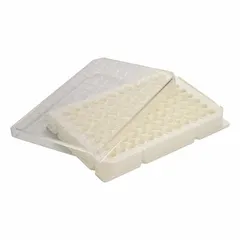 This sterile 96-well cell culture plate is made of white polystyrene with square wells, each holding 0.37 mL. The plate diameter is 85 mm. It is not RNase/DNase free. Suitable for cell culture assays including proliferation, toxicity, and adhesion studies in high-throughput screening applications.