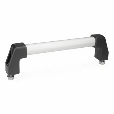 JW WINCO Pull Handle: Threaded Holes, Front-Mount, 7.09 in Mounting Hole Center to Center - Load-Rated Straight-Leg Tubular Pull Handles