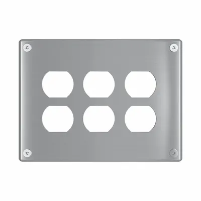 LEGRAND Wall Plate: Duplex Outlet, 3 Gang, Silver - Tamper-Resistant Wall Plates