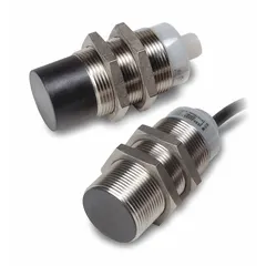 This EATON inductive cylindrical proximity sensor is unshielded and features a built-in 3-pin micro connector. It operates on a 2-wire AC supply voltage range of 20-132V AC. Typical applications include position sensing and object detection in industrial automation, packaging, and material handling systems.