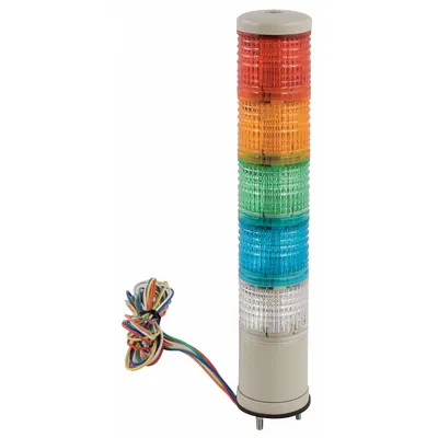 SCHNEIDER Tower Light Assembly: 5 Tier, Blue/Clear/Green/Orange/Red, No Sounder Tier - Five-Tier Tower Light Assemblies